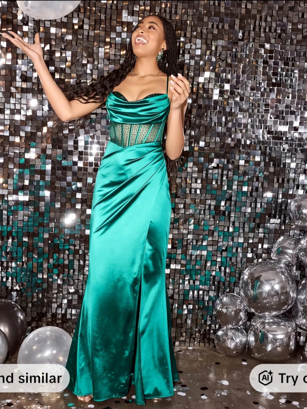 Prom Emerald Satin Evening Gown